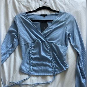 fashion nova blue ribbed long sleeve, stretchy, never worn